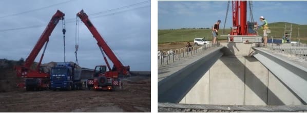 colocacion de vigas con gruas